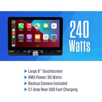 Jensen J1CA8FL-BUC 8" Wireless Apple CarPlay Android Auto with Camera - style: 8-Inch Wireless Stereo + Backup Camera