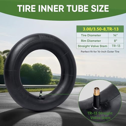 TICONN 3.00/3.50-8 Inner Tube, 2 Pack Inner Tire Tube for Wheelbarrow Tires, Replacement Tube with TR-13 Straight Valve Stem for Wheelbarrows, Wagons, Hand Trucks, Generators - size: 3.00/3.50-8 (TR-13)