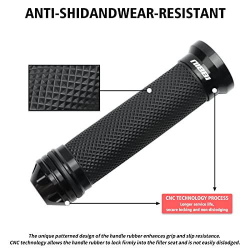 NIBBI Motorcycle Hand Grips, Racing CNC Aluminum & Soft Rubber Handlebar,7/8" Handle Grips for ATV GY6 Scooter - color: Black