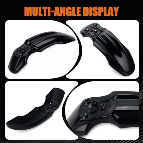Dirt Bike Front Fender for Yozma IN10 Tuttio Soleil 01 MX350/500/650 SX500 KX110 XR70 Ridstar Q20 CRF50 Style with Mounting Bolts Ebike Dirt Pit Bike Wheel Mudguard (Black) - color: Black
