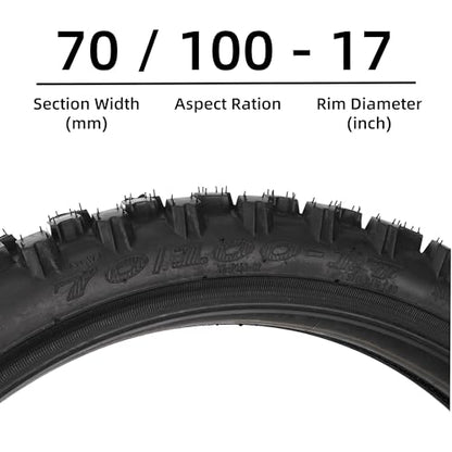 70/100-17 2.50/2.75-17 Motorcycle Tire and Inner Tube Set, Off Road Tires - size: 70/100-17
