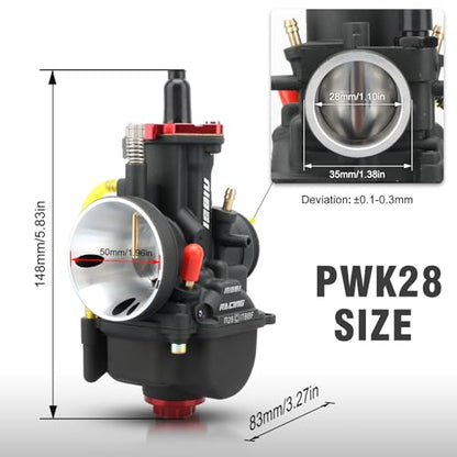 NIBBI Carburetor PWK28 fit Motorcycle Engine with 28mm Carb Jets for DirtBike MiniBike Pit Bike GY6 ATV - size: PWK28MM