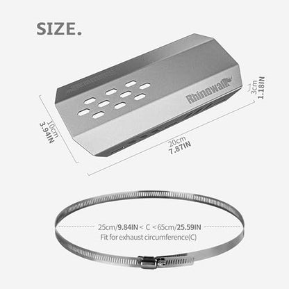 Rhinowalk Motorcycle Exhaust Heat Shield, Universal Motorbike Exhaust Pipe Heat Cover Saddlebag Heat Insulation-Silver (Large) - size: Large