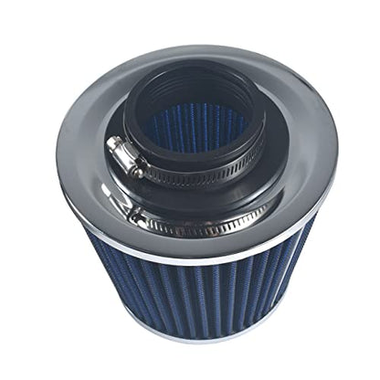 2.5 63.5mm Performance High Flow Inlet Cold Air Intake Cone Dry Filter Blue