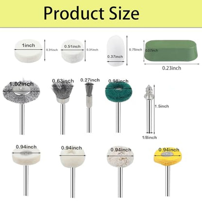 246PCS Polishing Buffing Wheel Polishing Kit for Dremel, Felt Wool Pad Set with Polish Compound, Wheel Grinding Head Point & Mandrel Kit Accessories Tools with 1/8" Shank for Jewelry Metal Polishing