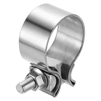 HARFINGTON 410 Stainless Steel Exhaust Clamp 1.89" Butt Joint Narrow Band Muffler Seal Exhaust Narrow Lap Butt Clamps for Pipes Mufflers Converters System Repair, Silver - size: Range 48-55 mm, Band Width 30mm