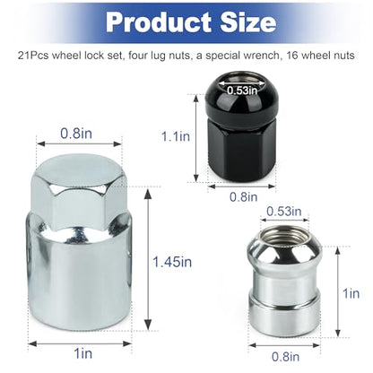 Wheel Lock Lug Nut Set (Short) 08W42-SCV-101 08W42-SCV-100 - size: Wheel Locks Lug Nut Set