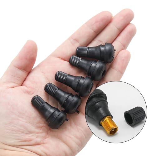 5 Pack TR412 Rubber Tire Valve Stem, Snap-in Short Valve Stems Low Profile Set, Black Valve Stem Replacement Kit for Vehicle Tires/Car Owners