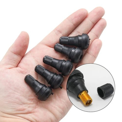 5 Pack TR412 Rubber Tire Valve Stem, Snap-in Short Valve Stems Low Profile Set, Black Valve Stem Replacement Kit for Vehicle Tires/Car Owners