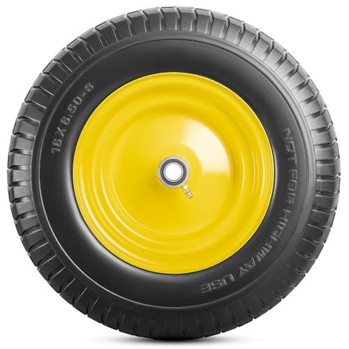 2PCS 16x6.50-8 Lawn Mower Flat Free Tire and Wheel, 16" Solid Tires