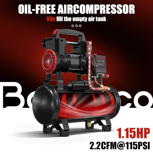 Portable Air Compressor with 3 Gallon Steel Tank 1.15 HP 2.2 CFM @ 90 PSI - size: 3Gallon