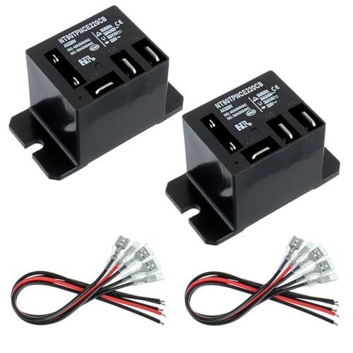 NT90-AC220-10X Power Relay AC 220V Coil 220 VAC 30A 40A SPDT(1NO 1NC) with Flange Mounting and 10 Quick Connect Terminals Wires Mini Relay(Pack of 2pcs) - size: AC 220V
