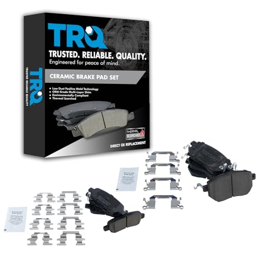 TRQ Front and Rear Brake Pads Ceramic - color: Ceramic, size: BFA12917