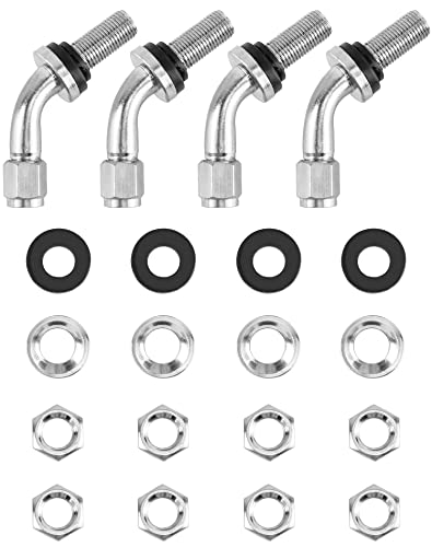 QWORK Tire Valve Stem, 4Pcs 45 Degree Angled Bolt-in Valve Stems for Car Motorcycle Tyre