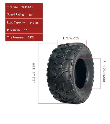 GarveeTech 24x10x11 ATV Tires, 2 Pack 24x10-11 ATV UTV Tires 24 10 11 All Terrain Tires for Trail, Desert, Mud, Dirt, Street, Sand, 4PR Tubeless - size: AT24X10-11, style: Pattern B