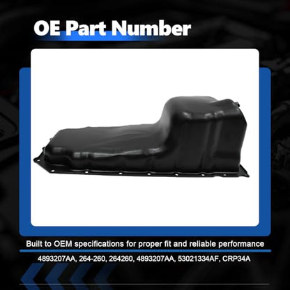 AUCERAMIC 264-260 4893207AA Oil Pan with Drain Plug Fit for Dodge Ram