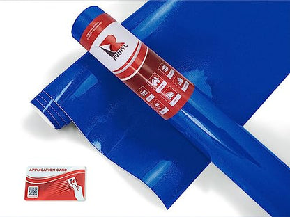 Rwraps Gloss Metallic Vinyl Car Wrap Film in Dark Blue - 5ft x 1ft - Vehicle Sheet Roll with Adhesive Back and Air Release Technology - color: Gloss Metallic Dark Blue, size: 5ft x 1ft