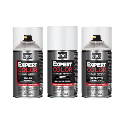 U-POL Expert Color Car Spray Paint Touch Up Kit, BMW 300 White III, Exact Match Automotive Paint Kit with Primer & Clearcoat, For Scratch Repair or Repainting