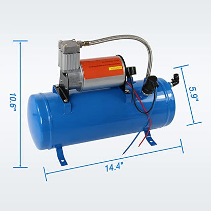 JDMSPEED New 150PSI DC 12V Air Compressor with 6 Liter Tank 1.6 Gallon For Train Horns Motorhome Tires