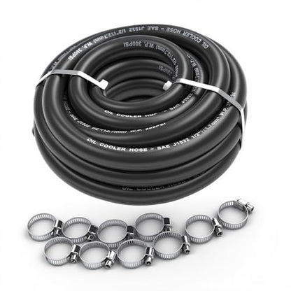 1/2 Transmission Oil Cooler Hose J1532 Fuel Line Hose 300PSI Push Lock with Clamps 20FT - size: 1/2 20FT with Clamps