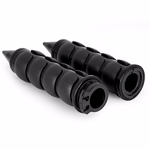 TRHB114A-1"-BK Spike Black Comfort Rubber Motorcycle Handlebar Hand Grips (1 inch) Custom Black Billet Grips Compatible with Cruisers/Choppers/Harley Davidson