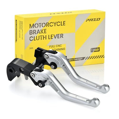 PAZO CNC 3D Texture Motorcycle Brake Clutch Levers - Silver, Compatible with KTM 390 Duke RC390 (2013-2023), 390 Adventure (2020-2024), 200 Duke RC200 (2014-2025), Adjustable 6063 Aluminum Handle - color: Silver