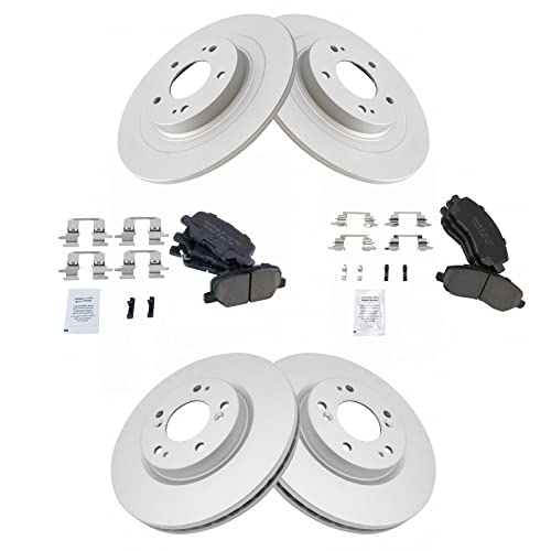 TRQ Front and Rear Brake Pad and Rotor Set Ceramic G Coated Rotors
