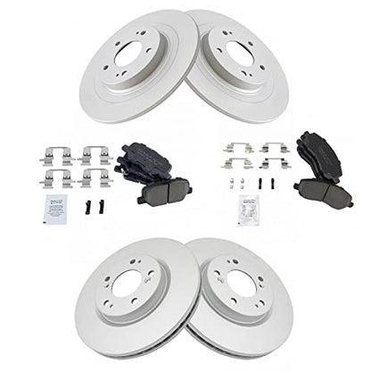 TRQ Front and Rear Brake Pad and Rotor Set Ceramic G Coated Rotors