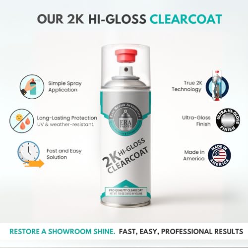 ERA Paints 2K High Gloss Clear Coat Spray/Aerosol Can – Professional Quality & Finish - Easy to Use – Best Value (2 Spray Can w/Can-Gun1) - style: 2 Spray Can w/Can-Gun1