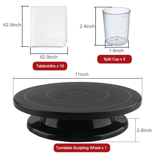 Acrylic Pour Painting Kit with 11 Inch 360° Rotating Turntable