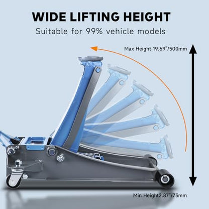 Larbanke 3 Ton Hydraulic 2.87"-19.69" Floor Jack,Dual Piston - size: 2.87-19.69in Lift Range