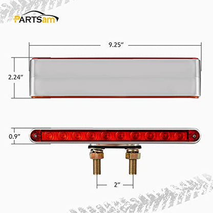 Partsam Pair of 9-1/4" L Red/Amber LED Double Face Truck Semi Trailer Light Bars, Chrome Plastic Dual Function Light Bar Marker Light and Turn Signal Auxiliary Light Bar Double Metal Stud Mounts - size: 9 Inch