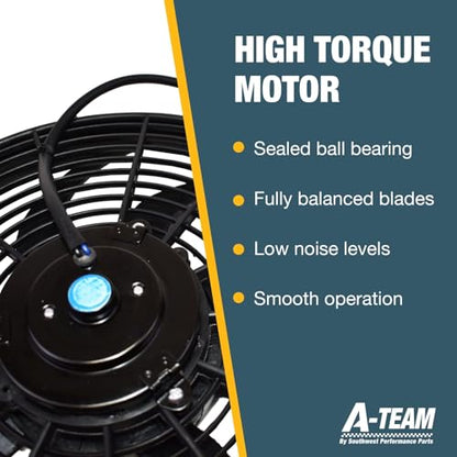 A-Team Performance 110011 Universal Electric Radiator Fan - 2400 CFM High-Output Radiator Fan - Reversible Push/Pull Operation for Automotive Use - 14 in, 12V, Pack of 1