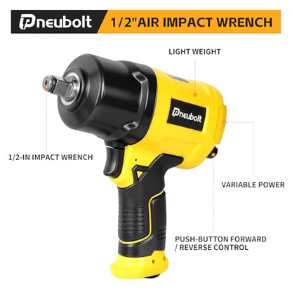 1/2" Air Impact Wrench High Torque 1750 ft-lbs, Heavy Duty Double Hammers