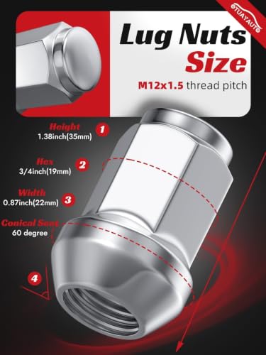 OTUAYAUTO M12x1.5 16PCS ATVLug Nuts - Replacement for Polaris Ranger XP 900 - color: Silver, size: M12x1.5, style: 16 PCS