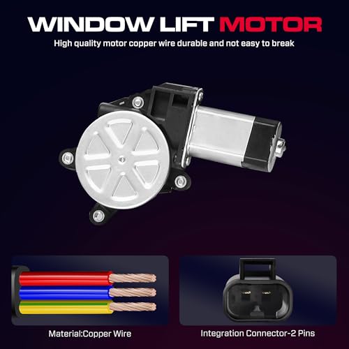 Front Driver Side Power Window Regulator with Motor (2 Pins) Fit for 2001-2006 Chevrolet Silverado 1500 3500, Avalanche Suburban GMC Sierra 1500 2500 3500 Yukon XL Cadillac Escalade, 741-644 - size: Front Driver (LH)