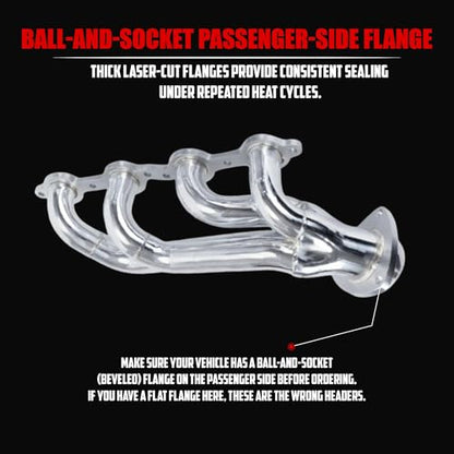 Ceramic Coated Exhaust Headers 2002–2013 Chevy Silverado Sierra Tahoe Yukon Escalade Manifold Replacement 4.8L 5.3L 6.0L 6.2L LS Engines With Right Side Beveled Flange by Certified Automotive Experts - size: Ceramic Coated Exhaust Headers