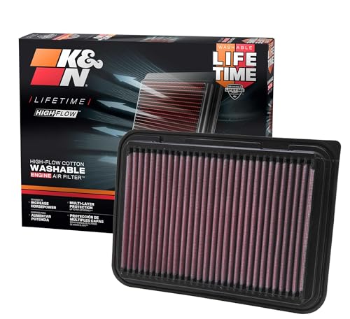 K&N High-Flow Original Lifetime Engine Air Filter: Increase Power: Premium, Washable: Compatible with Pontiac/Scion/Toyota: (See Product Description for Select Models) 33-2360