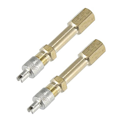 X AUTOHAUX 2pcs 50mm/1.97" Long Brass Auto Tire Valve Extension Adaptor Air Tyre Stem Extender Inflation Stright Bore for Car Truck Motorcycle Bike Mower Scooter - size: 50mm