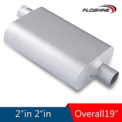 Universal Mufflers Dual Chamber 2" offset inlet (ID) 2" center outlet (ID) Performance Automotive Muffler Exhaust FH42041 - size: 2"