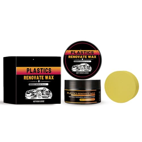 Advanced Plastic Restorer Paste for Cars - 3.5oz Scratch Repair & Cleaner, Long-Lasting Ceramic Coating for Interior & Exterior Trim, Dashboard, Bumpers - Revives Faded Black Plastic, Non-Greasy