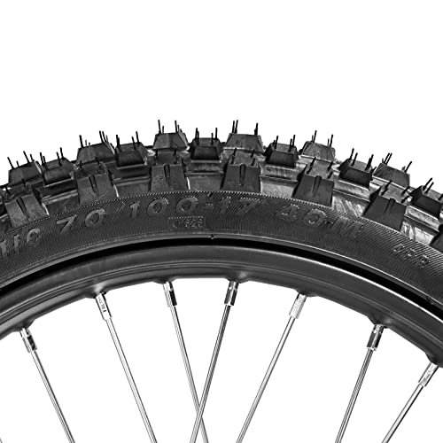 Trkimal 70/100-17 (2.75x17) 1.6x17 Front Wheel Tire and Rim Inner Tube with 12mm Bearing Assembly Motocross Off Road for Dirt Pit Bike (70/100-17(12mm inner bearing)) - size: 70/100-17(12mm bearing)