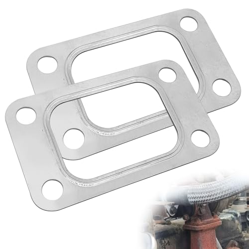2PCS T3 Turbine Flange Gasket, 4.2" x 2.5" Stainless Steel 4-Hole Washer, Turbocharger Intake Manifold Flange Gasket Universal for T3 T34 T35 T38 GT35 GT35R Cars (Silver)