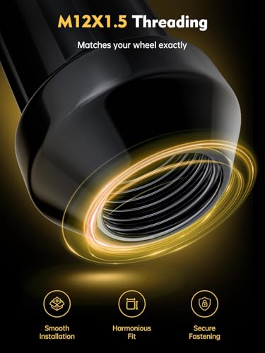 MIKKUPPA M12x1.5 Wheel Lug Nuts, Black 24PCS Spline Tire Nuts with Socket - color: Black, size: M12x1.5, style: 24 PCS