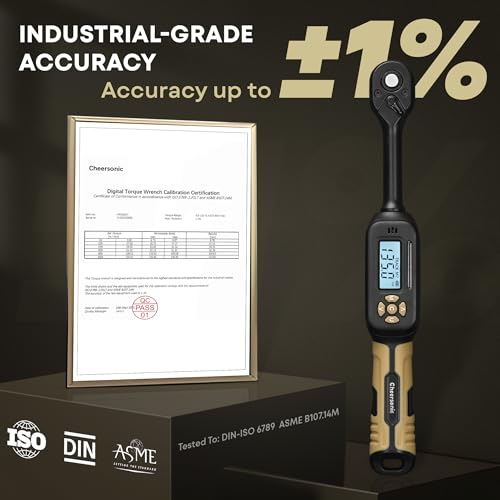 Digital Torque Wrench 3/8 Drive, 5.0-99.6 ft.lb ±1% Accuracy Electronic Torque Wrench Set with Buzzer and LED Inch Pound Torque Wrench with Spark Plug Socket for Car Repair Automobile Desert Tan - size: 3/8 Drive 6.8-135 N.m