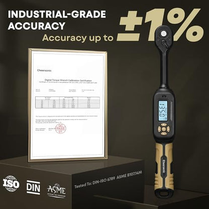 Digital Torque Wrench 3/8 Drive, 5.0-99.6 ft.lb ±1% Accuracy Electronic Torque Wrench Set with Buzzer and LED Inch Pound Torque Wrench with Spark Plug Socket for Car Repair Automobile Desert Tan - size: 3/8 Drive 6.8-135 N.m
