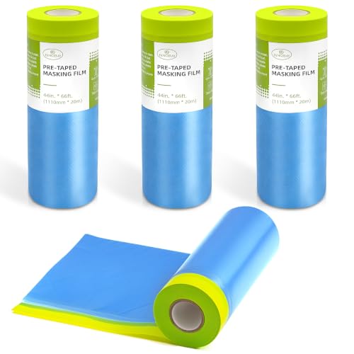 Tangibay Pre-Taped Masking Film for Painting, 44" x 66', 4 Rolls - size: 4 Rolls: 44"