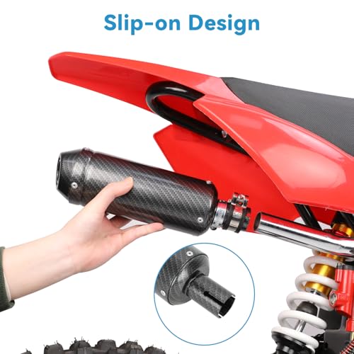 EOPOAYI 1.1 Inch Motorcycle Muffler for 125cc 110cc Dirt Bike SSR Taotao - color: Carbon Fiber Black
