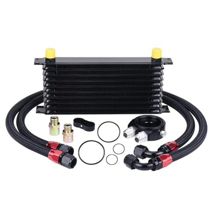 EVIL ENERGY 10 Row Oil Cooler Kit, 10AN Engine Cooler Radiator Universal - size: 10 Row