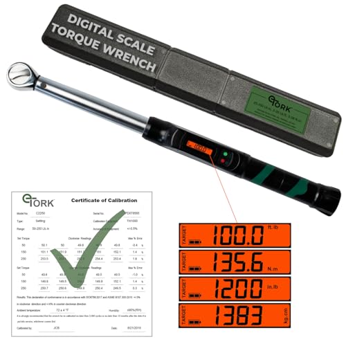 eTORK 3/8" Digital Torque Wrench, 10-100 ft-lb Electronic Torque Tool - size: 3/8-Inch, style: 10-100 ft.-lb